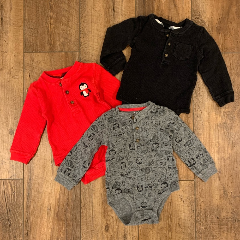 Carter’s Bundle of Three Long Sleeve Onesies, 18 months